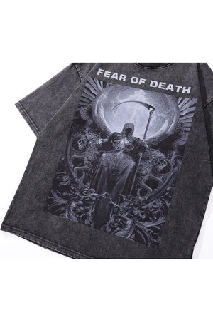 Gothic t-shirt Grim reaper print tee retro top vintage grey