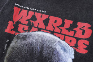 Angry cat t-shirt world leaders tee y2k cartoon top in vintage grey