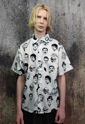 Retro celebrity shirt famous print short sleeve top in white