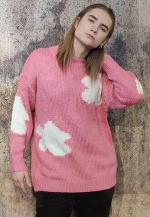 Daisy knitwear sweater floral knitted jumper in pastel pink