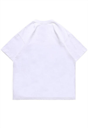 Jesus print t-shirt Y2K retro slogan tee lord top in Black