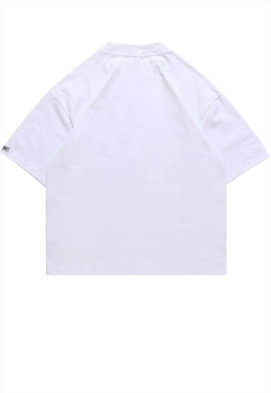 Global peace t-shirt Y2K flamed smile tee world top in white