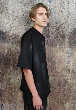 Spray paint graffiti sport set tie-dye shorts Y2K tee black