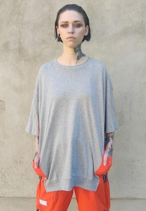 Reworked cargo pocket tee contrast panel t-shirt orange grey