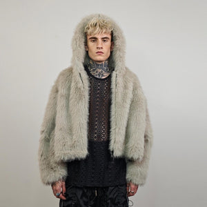 Gray faux fur joggers ski pants shaggy trousers mountain trip bottoms fuzzy winter festival overalls rave fit jumpsuit carnival fleece set