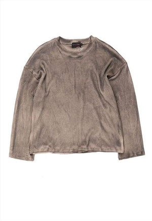 Dirty oil wash thin sweatshirt distressed long jumper cream