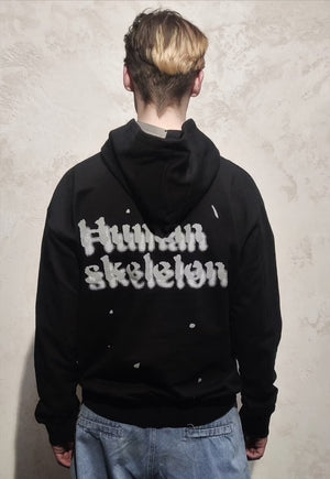 Silver butterfly hoodie metallic skeleton pullover black