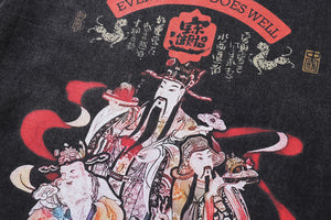 Vintage Japanese cartoon t-shirt retro anime tee dynasty top in vintage grey