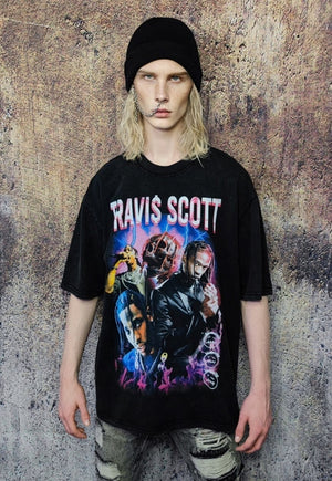 Legendary star PRINT Travis Scott vintage wash t-shirt sample sale 3 for 2