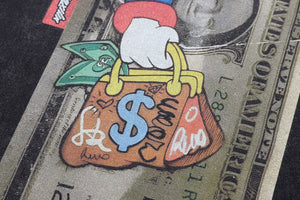 Greedy duck t-shirt money print tee classic cartoon top in vintage grey