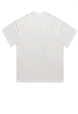 Big mouth t-shirt grunge tee retro raver top in white