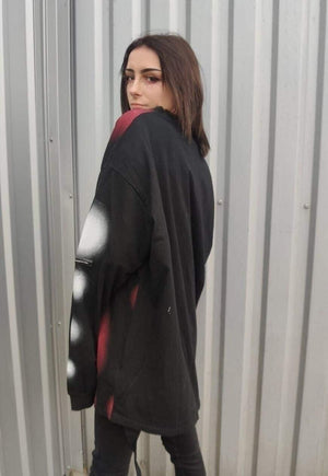 Punk slogan top anime graffiti sweat vampire jumper black