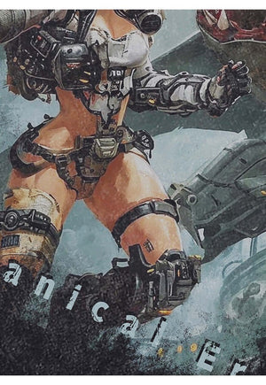 Shark print t-shirt cyberpunk tee retro futuristic top grey