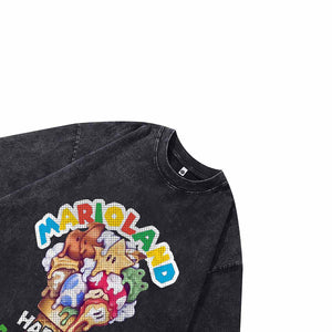 Vintage gamer t-shirt super Mario tee retro cartoon top in Black