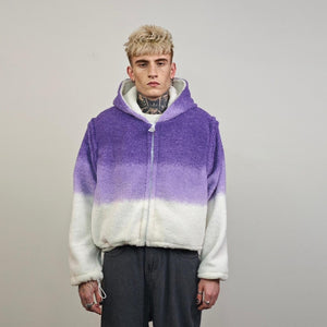 Gradient fleece joggers purple gradient trousers rave sports set burning man outfit festival tracksuit carnival bottoms fancy tracksuit