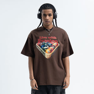 Pool game t-shirt retro gamer top grunge preppy tee blue