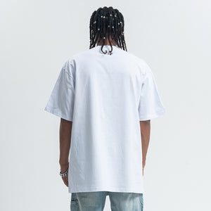 Party slogan t-shirt retro cartoon top 90s tee in black