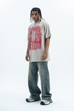 Psychedelic t-shirt Aura top Angel print tee in Brown