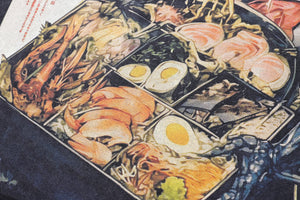 Sushi t-shirt fast food tee retro Japanese cartoon top in vintage grey