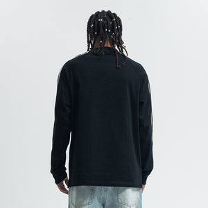 Peace slogan jumper long sleeve anti war top striped grunge t-shirt in black