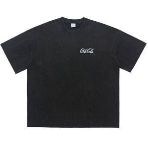 Vintage Coca Cola t-shirt retro cartoon top soft drink tee in black