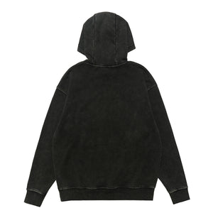 Peace slogan hoodie vintage wash no war hoodie grunge jumper in acid grey