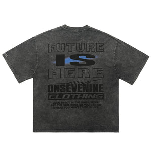 Cyberpunk t-shirt creepy psychedelic top man print tee in blue