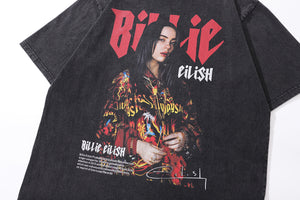 Vintage Billie Eilish t-shirt bad boy tee grunge singer top in grey