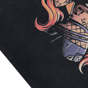 Anime girl sleeveless t-shirt vintage Japanese vest retro Manga tank top in acid wash black