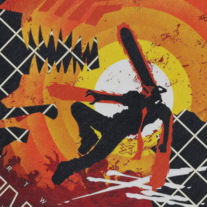 Chainsaw vintage sleeveless t-shirt old anime surfer vest retro cartoon tank top in acid wash black