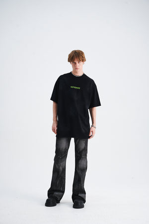 Creepy skeleton t-shirt bones cartoon top scary skull tee in black