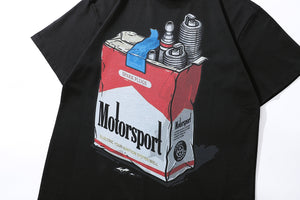 Motorsports t-shirt retro racing tee funny y2k top in cream