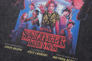 Stranger things t-shirt creepy tee retro cartoon top in vintage grey