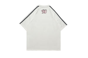 Racing t-shirt motorsports tee y2k sports top striped jumper in black