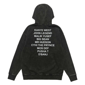 Beast slogan hoodie vintage wash pullover retro hip-hop jumper in acid grey