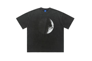 Moon print t-shirt space top grunge raver tee in grey