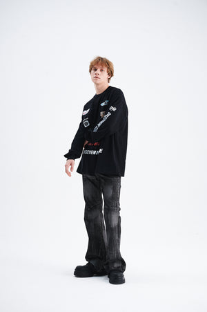 Motorsports jumper long sleeve racing jumper thin sports t-shirt in black