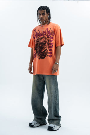 Arabic t-shirt hip-hop tee grunge rapper top in orange