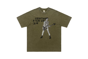 psychedelic t-shirt creepy sculpture top grunge painting tee in Grey