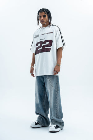 Racing t-shirt 22 number top motorsports tee in white