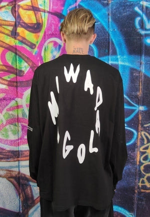 Club kids long tee 90s 80s drag & rave stars Y2K top black