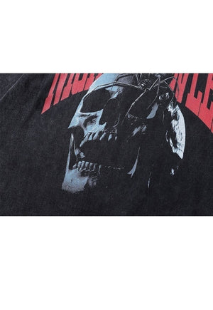 Spider print t-shirt skull tee retro grunge top in black