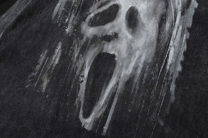 Scream t-shirt scary mask print tee creepy print top in vintage grey