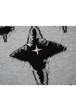 Cyber punk sweater grunge knitted jumper raver top in grey