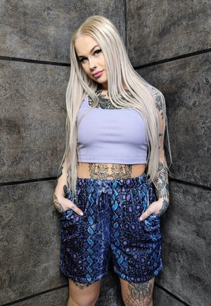 Snake print joggers detachable handmade shorts raver pants
