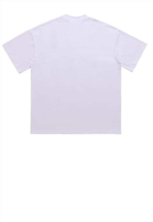 Death angel print t-shirt Goth skeleton retro tee in white