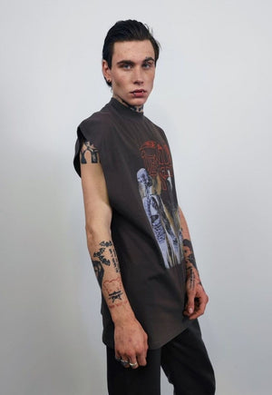 Rocker sleeveless t-shirt death print tank top surfer vest