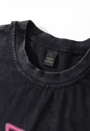 Robot t-shirt retro alien print tee rave top in acid grey