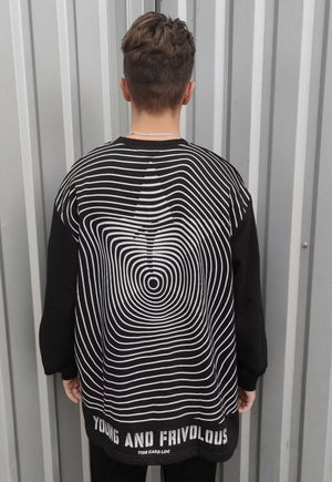 Stripe print sweatshirt rude slogan grunge thin top in black