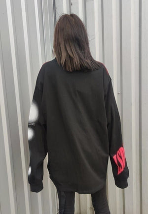 Punk slogan top anime graffiti sweat vampire jumper black